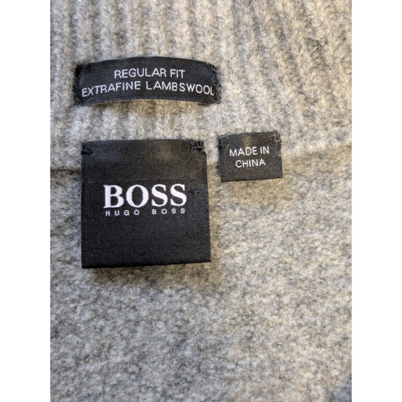 Men's BOSS Gray Extrafine Virgin wool Full Zip Sweater Size S - Picture 6 of 11